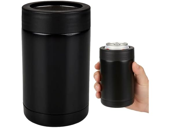 Double Wall Stainless Steel Can Cooler – 5 Inch, Black
