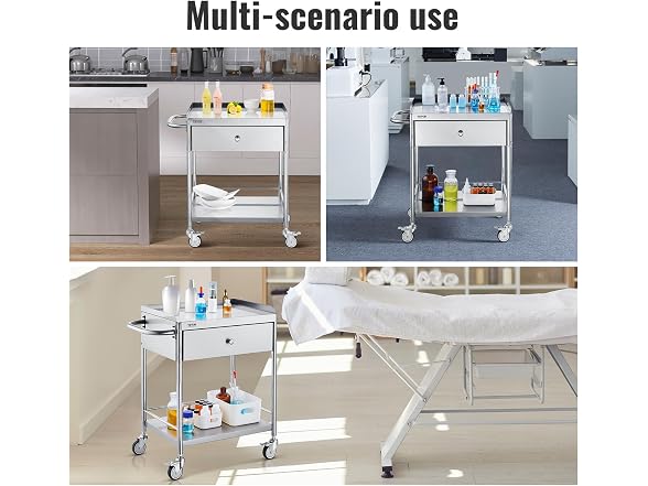 Medical Cart, 2-Layer Stainless Steel Cart 220