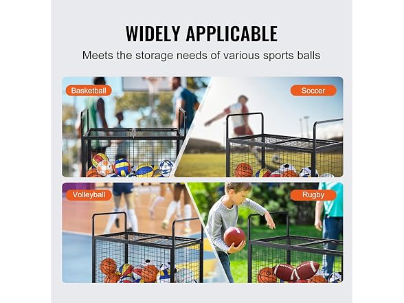 Rolling Sports Ball Storage Cart, Lockable