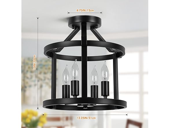GoBright 4-Light Semi Flush Mount Ceiling Light