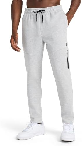 Reebok Men’s Artillery Oblong Pant, Standard Fit, 31” Inseam, Midweight Cotton-Poly Fleece Fabric, Grey Heather, Large