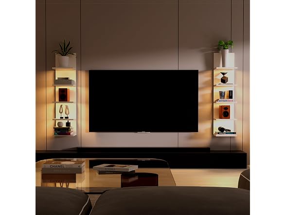 Bloddream 5 Tier Wall Shelves with LED Light