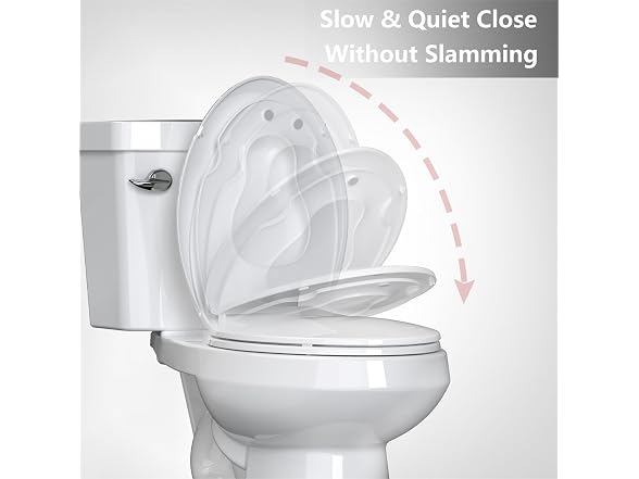 White Elongated Toilet Seat, Slow Close