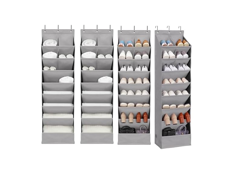 4 Pack Shoe Organizer with 6 XL Pockets and 4 L Pockets