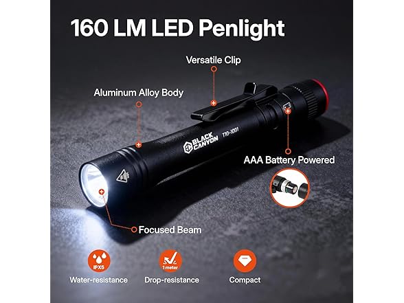 BLACK CANYON Small Flashlight 2-Pack