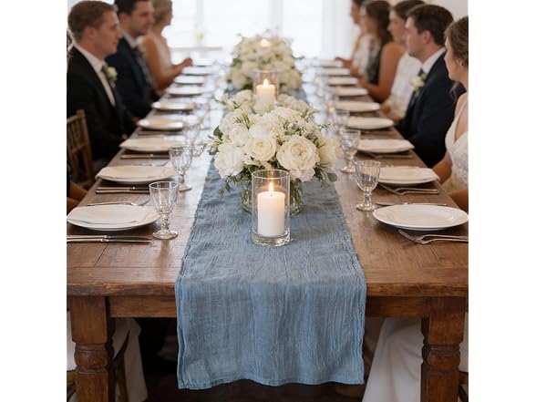 Fun Express Dusty Blue Gauze Table Runners 3 Piece