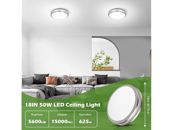 GoBright 18in LED Ceiling Lights 2-Pack