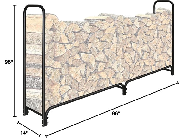 SnugNiture 8ft Outdoor Firewood Rack, Steel Tubular