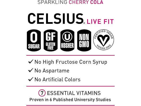 12PK CELSIUS Sparkling Cherry Cola, Energy Drink