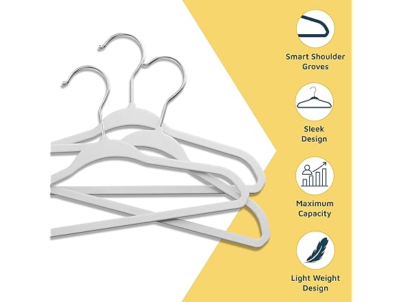 White Velvet Kids Hangers 50 Pack