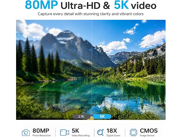 DIGIERA 5K 80MP Flip Screen Camera