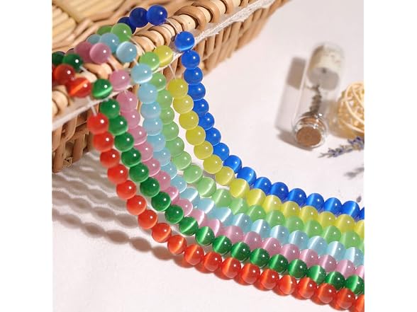JOE FOREMAN 6mm Light Orange Cat Eye Stone Beads