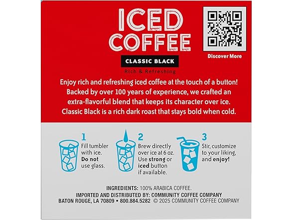 10CT Community Coffee Classic Black, Keurig Iced Coffee
