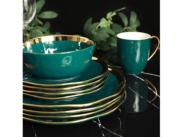 Stone Lain Florian 16 Piece Dinnerware Set Green