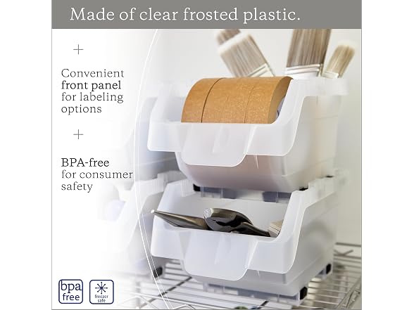 Clearly Stacking Bin, 4 Pack
