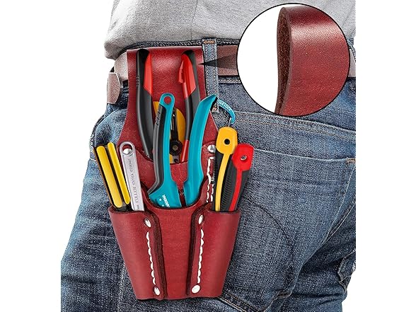 NKTM Leather Tool Pouch, 4 Pockets