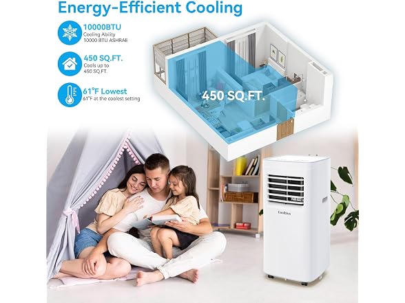 Coolblus portable air conditioner,7300 BTU 450sqft