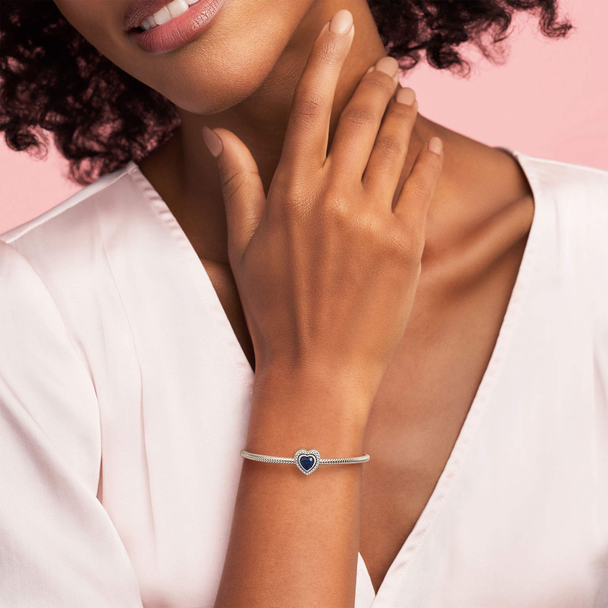 Pandora Sparkling Blue Heart Charm - Gallery 10