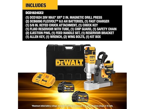 DEWALT DCD1624GX2 20V 2in Magnetic Drill Press Kit
