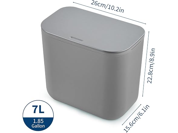 1.8 Gallon/7L Hanging Trash Can with Stainless Steel Lid