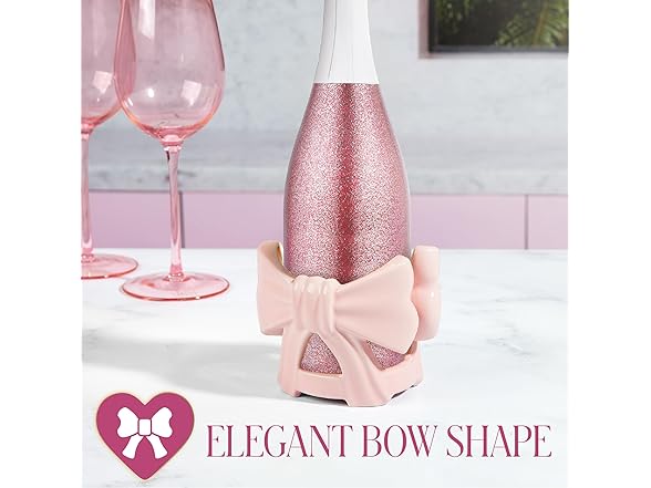 Paris Hilton Ceramic Wine Bottle Holder, Bow Design, One Size, Pink