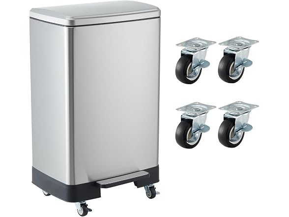 PrecisionAuto 60L / 16 Gal Stainless Steel Trash Can Silver
