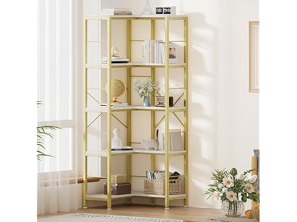Gujiam 5-Tier Corner Bookshelf