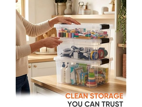 Superio 6.6 Quart Clear Plastic Storage Boxes 18 PK