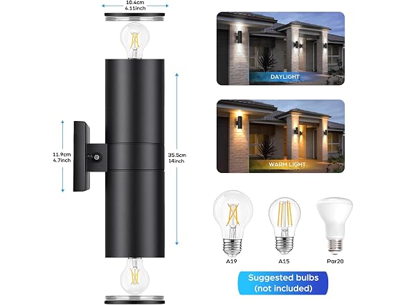 TOBUSA Modern Dusk to Dawn Outdoor Wall Lights