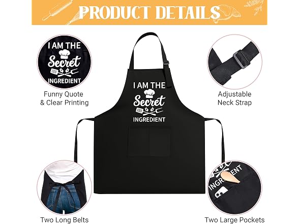 Defresit 2pcs Funny Apron Set Black/White