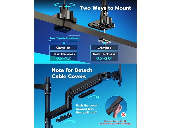 ARES WING 17" to 49" Stacked Dual Monitor Arm
