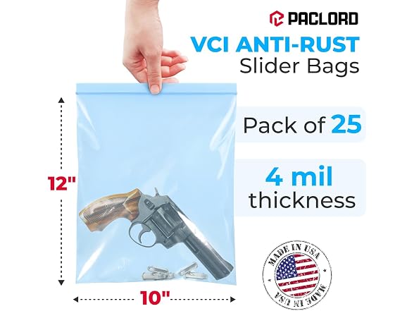 VCI Reclosable Poly Bags 10" x 12", Pack of 25