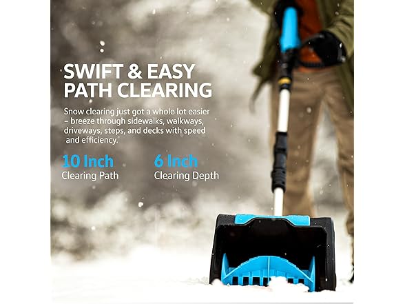 AlphaWorks Cordless Electric Snow Thrower - 20V 2Ah