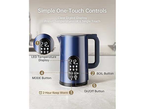 1.7L Blue Electric Kettle