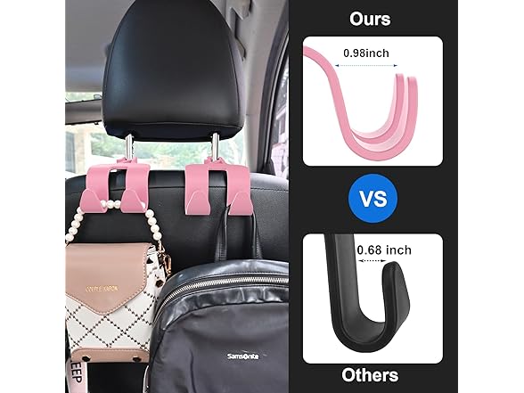 2 in 1 Car Storage Headrest Hanger Holder, Pink