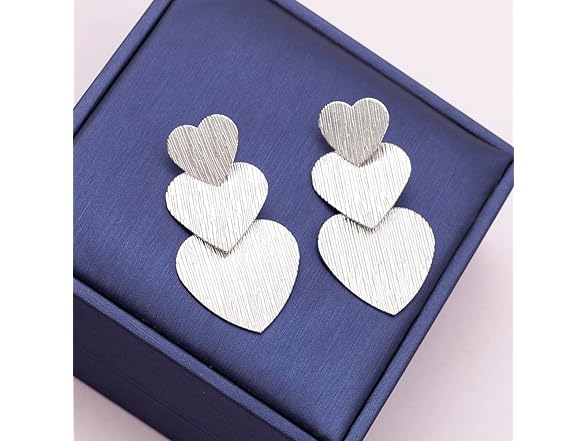 ConeyClare Triple Heart Stud Earrings Silver