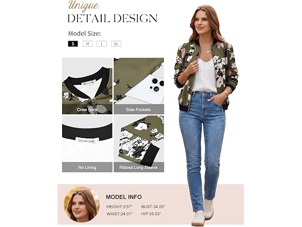 Ecowish Women (XL) Casual Bomber Jacket
