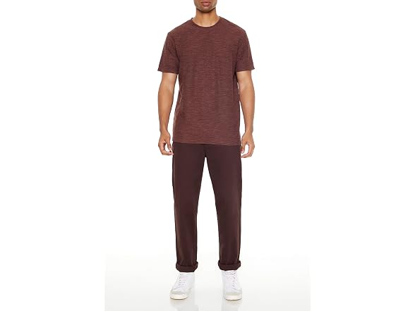 Forever 21 (L) Slub-Knit Crew Chocolate Tee