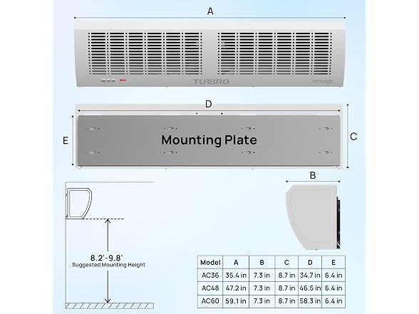 TURBRO 36-Inch Air Curtain Fan