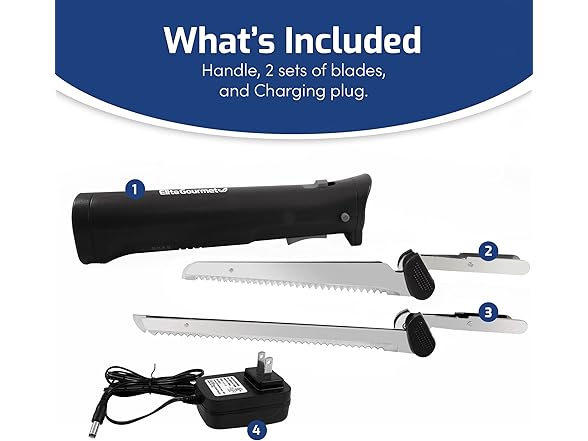 Elite Gourmet EK9810 Cordless Rechargeable Electric Knife