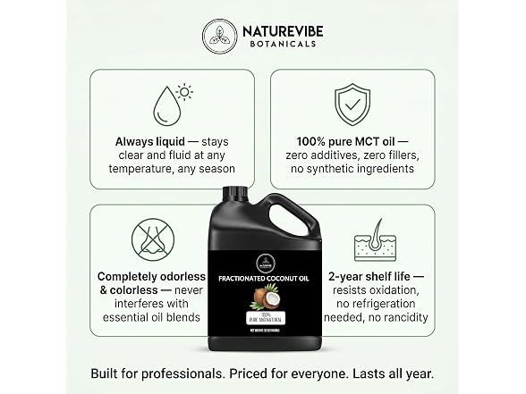 Naturevibe Botanicals Fractionated Coconut Oil 32 Ounces