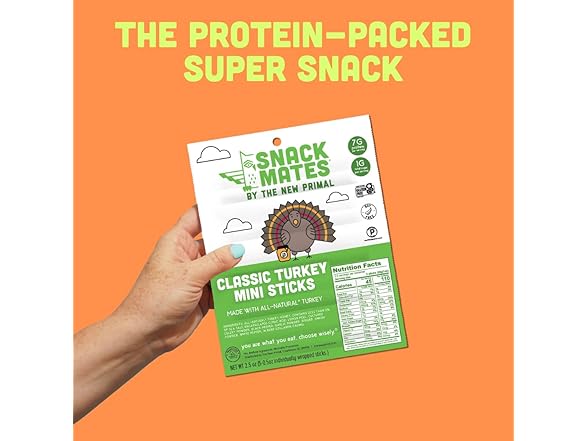 New Primal Snack Mates Turkey Sticks, Gl