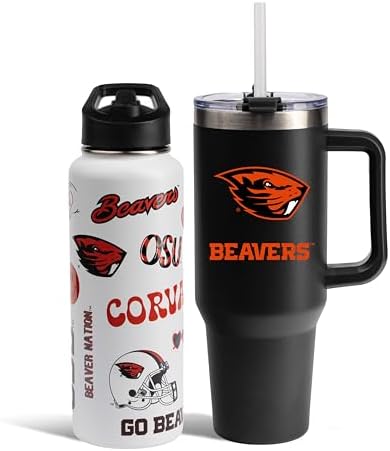Memory Company NCAA Water Bottle and Tumbler with Straw Set