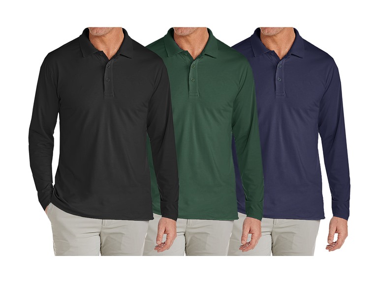 3-Pack Men's Long Sleeve Pique Polo Uniform Shirt