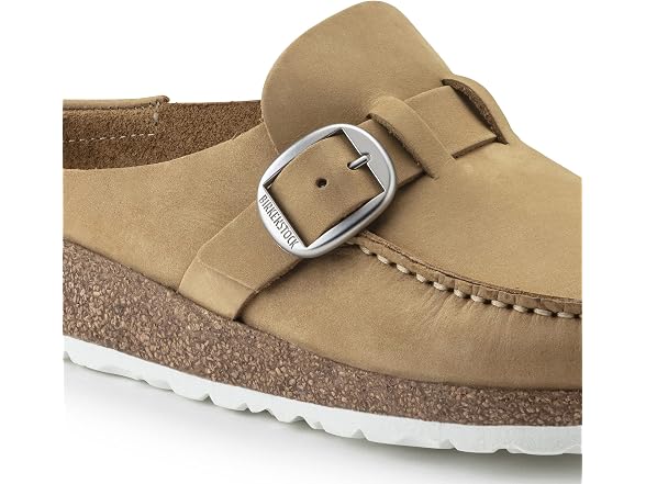 Birkenstock Womens Buckley Clog, Latte Cream Nubuck (40 EU)