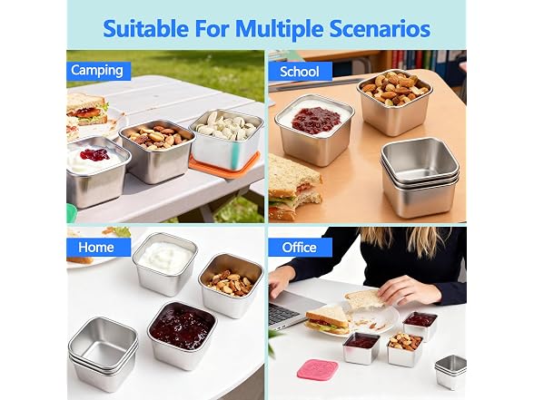 WAWINY 8 Pack Stainless Steel Snack Containers - 6oz