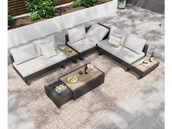 Coolbibila Gray 6pc Wicker Patio Sofa Set