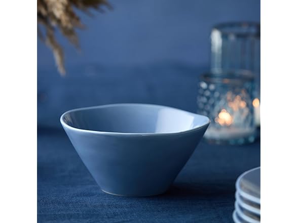 Cloudy Sky Deep Stoneware Bowl 10.25 in – 88 oz Large Blue-Gray Marbled 