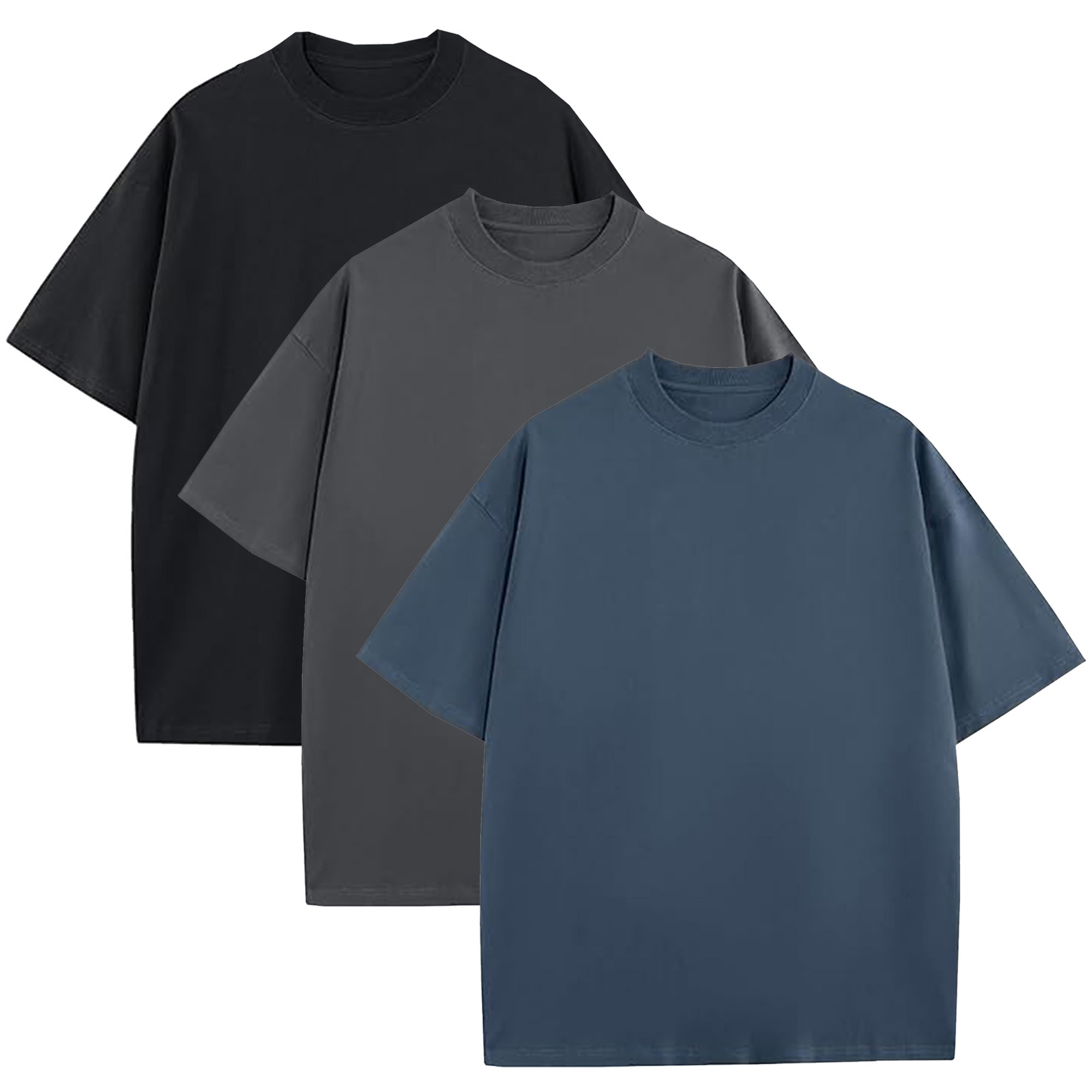 Mens Oversized Drop Shoulder Cotton Tee (1, 3, or 5Pk) - Gallery 32