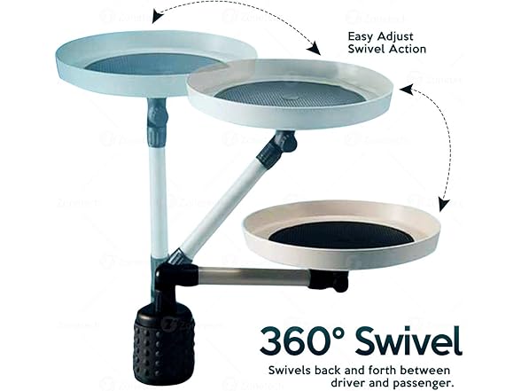 Zone Tech TR0004 Car Cup Holder Swivel Tray and Storage